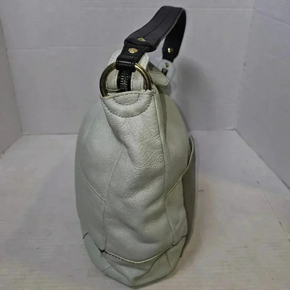 OrYANY Leather Large Color Block Mint Green/ Grey Shoulder Bag - Picture 4 of 13